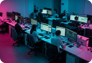 people working on system