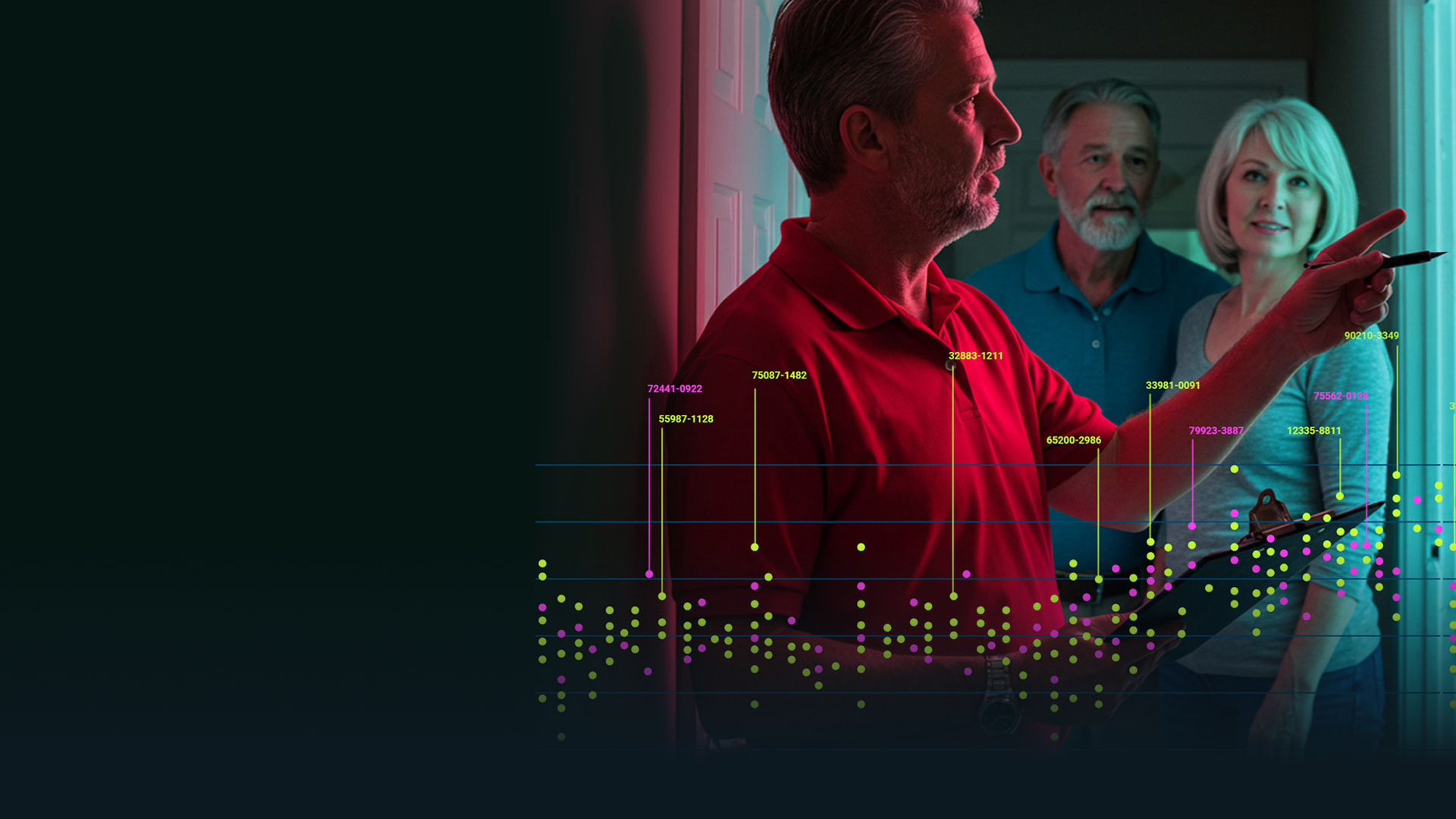 men showing something on home